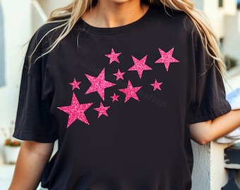 Hot Pink Glitter Stars T-shirt: Patriotic Fourth of July Tee - Etsy