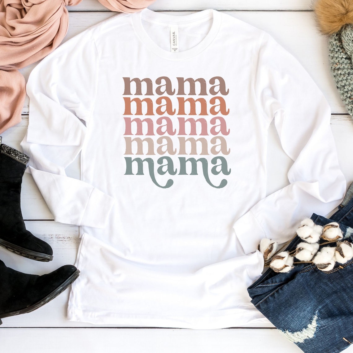 Long Sleeve Mama Shirt Mama Tshirt Womens Long Sleeve Retro | Etsy