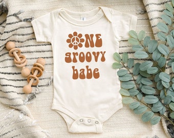 Groovy Babe 1st Birthday Bodysuit: 70s Hippie Baby Outfit