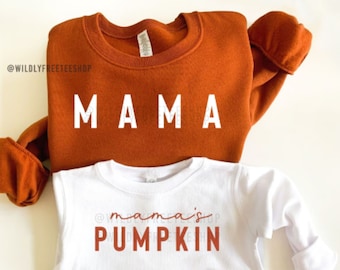 Mama and Mamas Pumpkin Fall Sweatshirts, Mommy and Me Sweaters, Mom Baby Outfit, Matching Outfits, Kids Fall Shirt, Fall Gifts, Thanksgiving