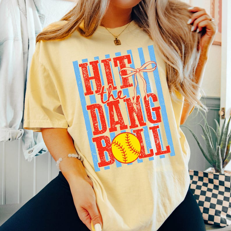 Hit The Dang Ball Comfort Colors© Shirt, Retro Softball Mom Shirt, Funny Game Day Shirt, Softball Team Coach T-Shirt Banana
