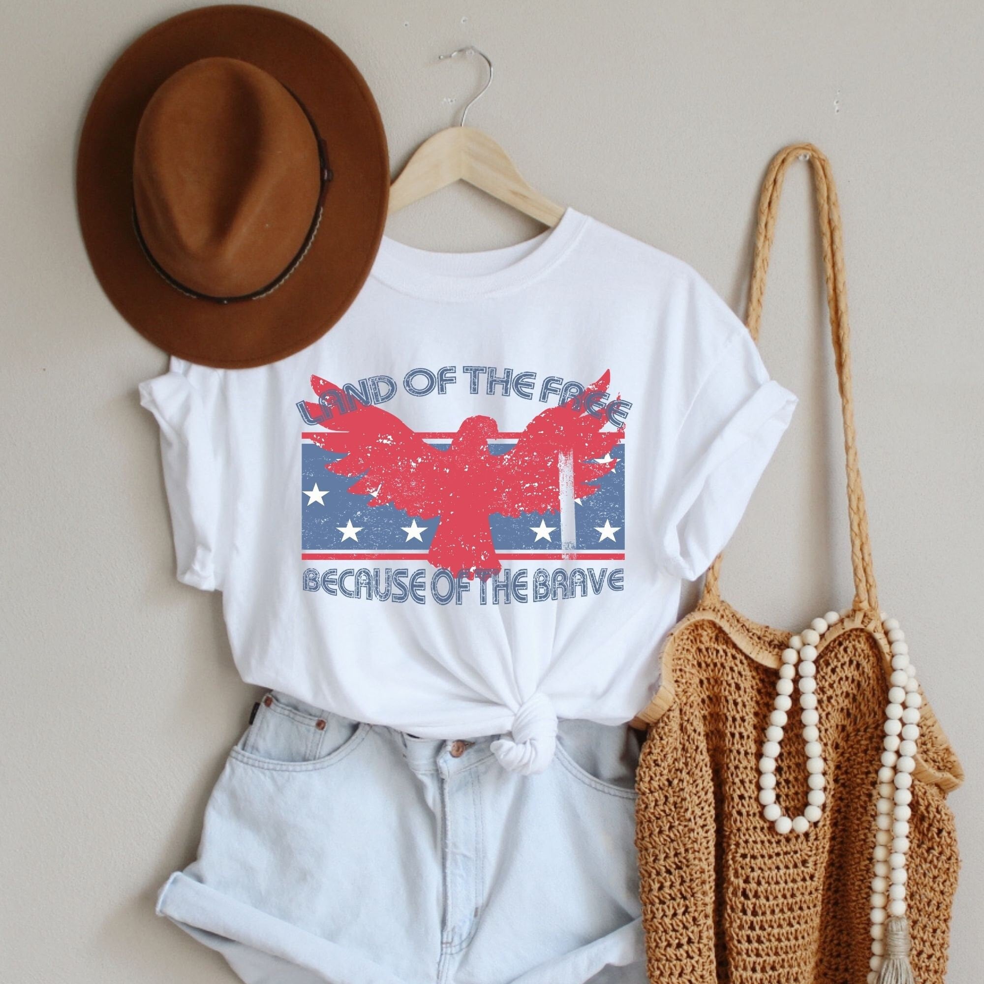 FAYALEQ American Flag T-Shirt For Women - Patriotic Home Of The Brave Tee For 4th Of July