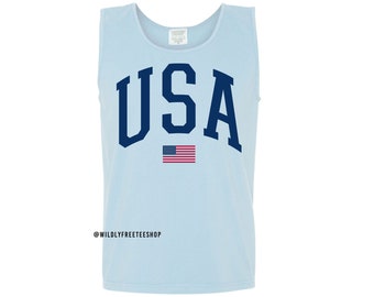 アメリカ国旗柄タンクトップ：ノースリーブ独立記念日シャツ - Etsy 日本