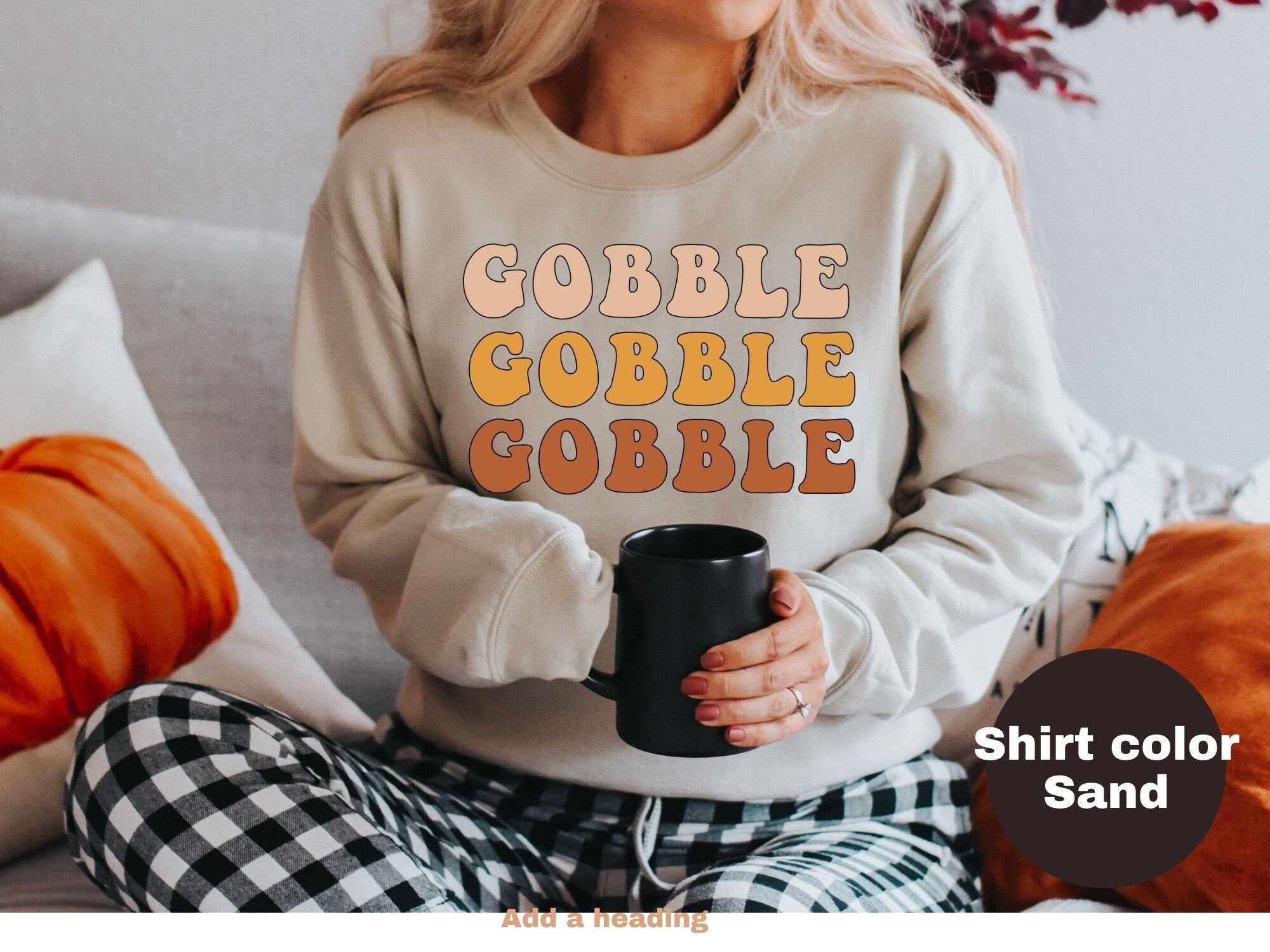 WildlyFreeTeeShop Gobble Sweatshirt, Thanksgiving Shirts Women, Gobble Gobble Gobble Shirt, Funny Thanksgiving Shirts for Women, Thanksgiving Crewneck Sweater