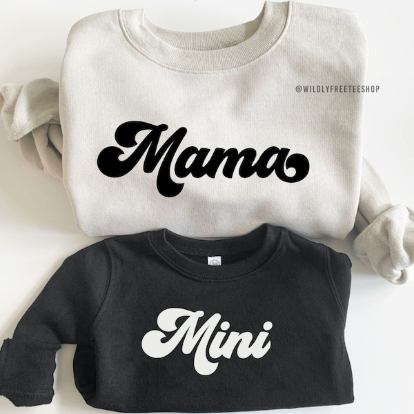 Matching Mama and Mini Sweatshirts, Retro Mama Sweatshirt, Mother Daughter Shirts, Best Gifts for Moms, Matching Mommy and Me Sweaters