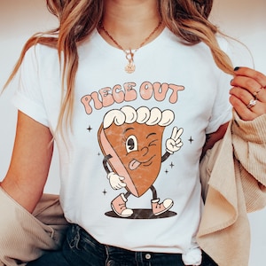 Retro Pumpkin Pie Thanksgiving Shirt: Piece Out Fall Graphic Tee