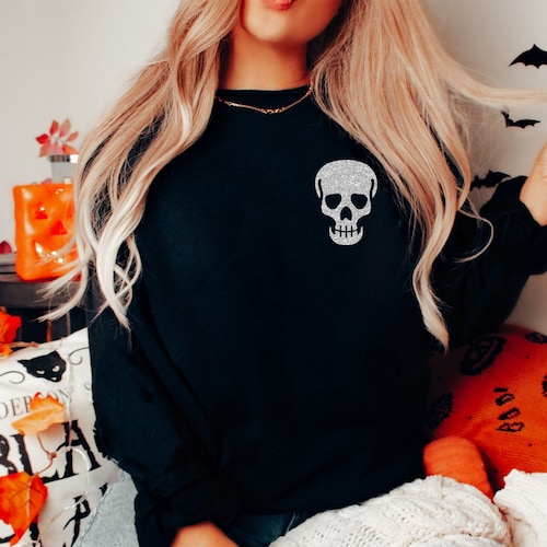 Halloween Skeleton Sweatshirt Glitter 