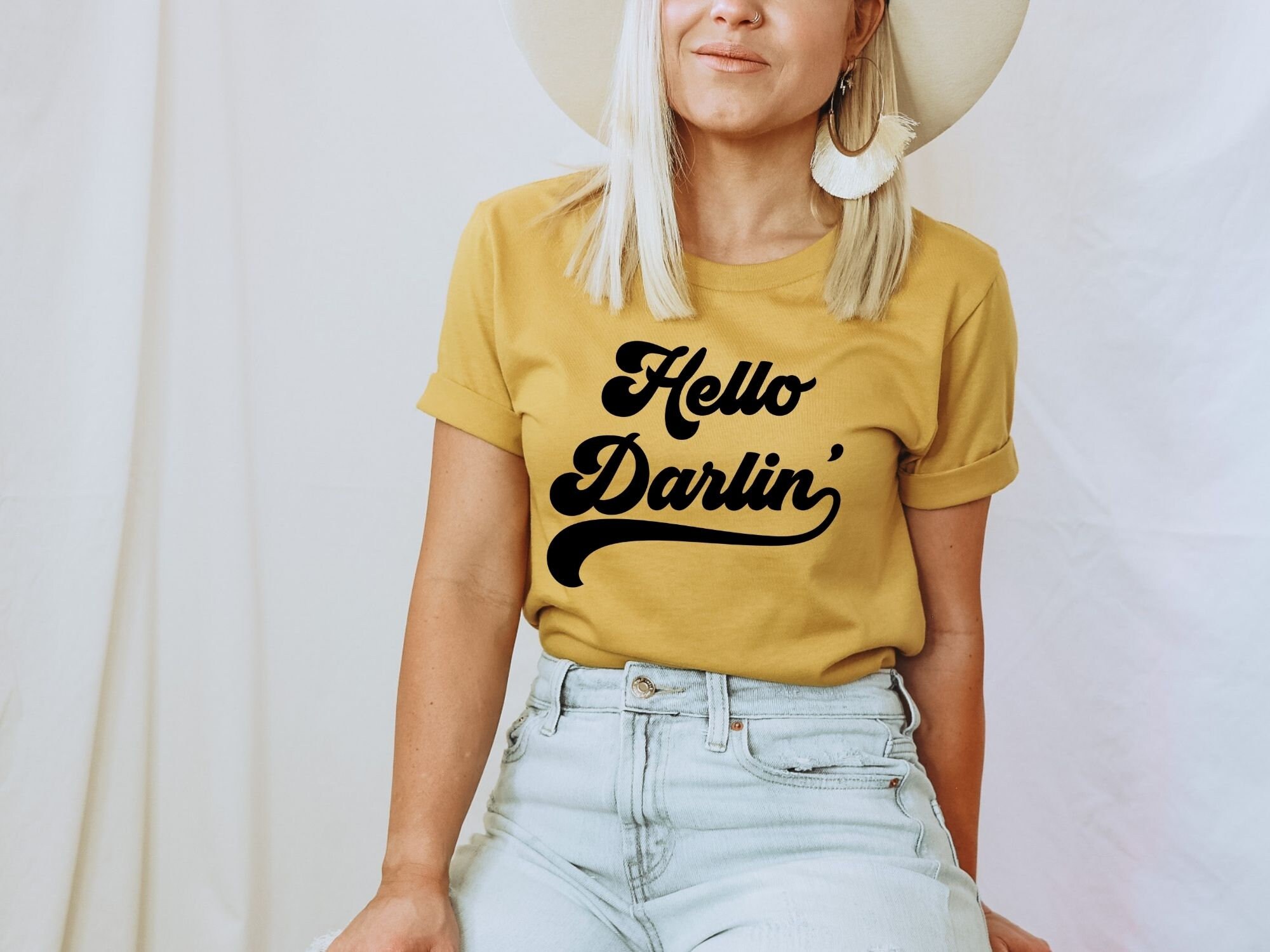 Hallo Darlin Shirt Womens Darling Tshirt Retro Hello Darlin Etsy