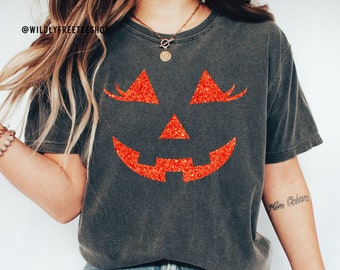 Glitter Jack O 'Lantern Kostüm Shirt: Comfort Colors® Halloween Tee