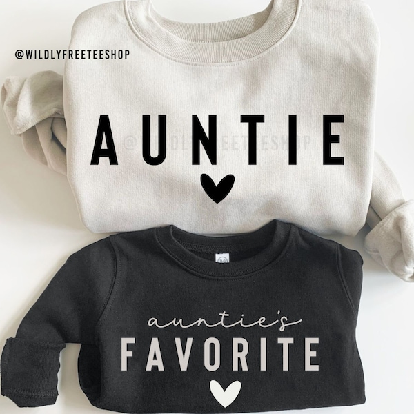 Personalisierte Tante und Tanten Lieblings-Shirts, Tante Mini Sweatshirts, Tante Sweatshirt, Tante Nichte Shirts, Geschenk für die neue Tante, Tante Neffe