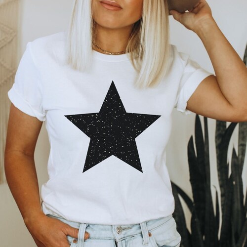 Star Shirt Black Glitter Star Tshirt Clothing Tshirts - Etsy