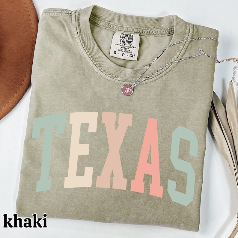 Pastel Texas Shirt, Texas Tshirt, Best Texas Gifts, Womens Texas Shirt, Texas Tee, State Shirts, Comfort Colors® Texas Shirt, State Shirts Khaki