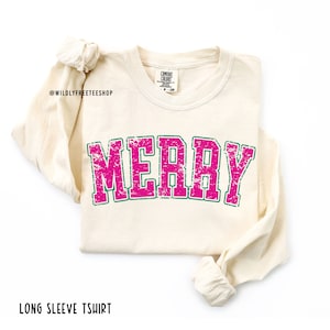 Vrolijk shirt met lange mouwen, Comfort Colors®, vakantieshirts dames, retro kerstshirt, kerstcadeaus, vrolijk shirt, leuk kerstshirt, leuk kerstshirt