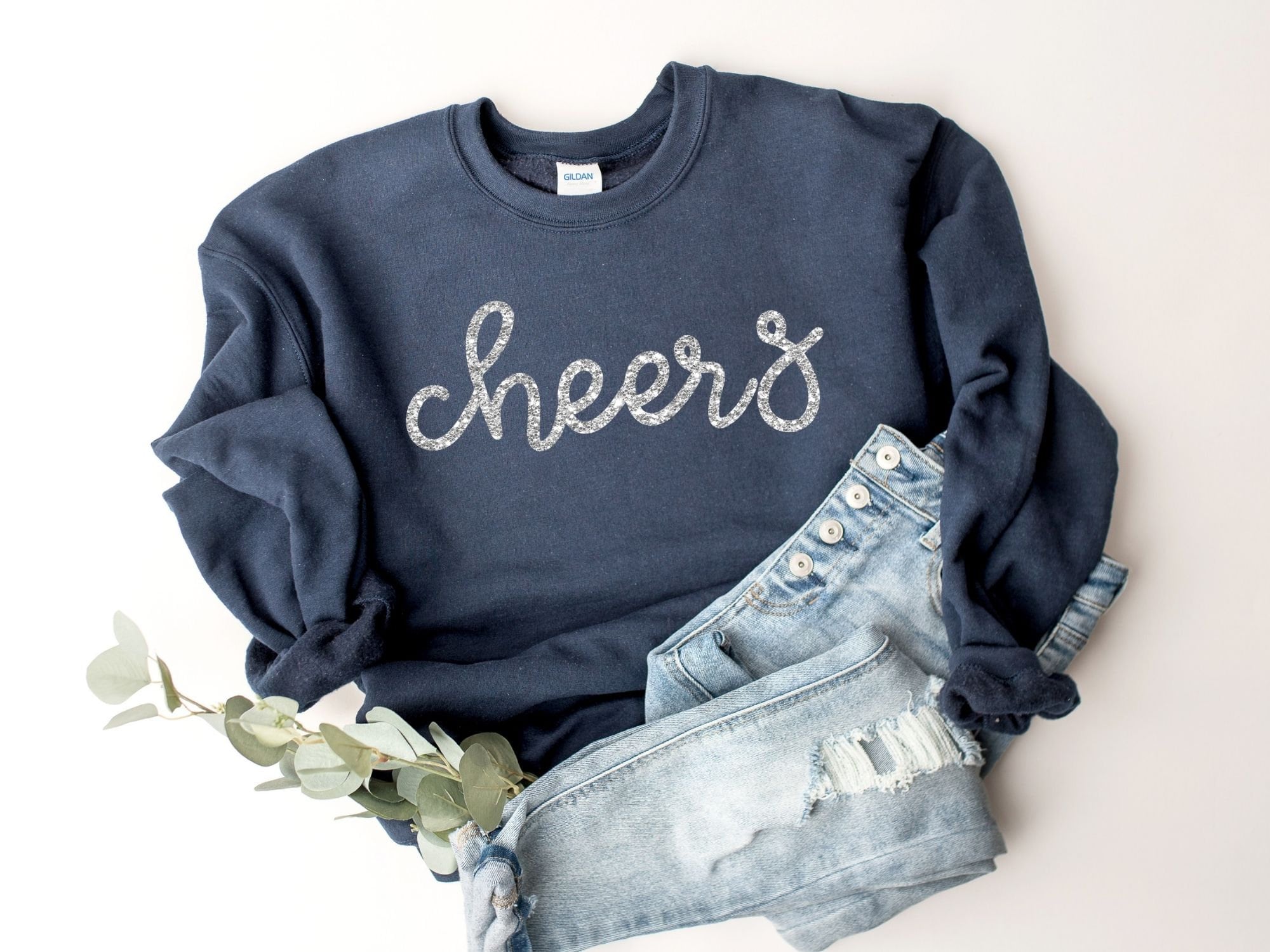 Cheers Sweatshirt Silver Glitter Cheers 