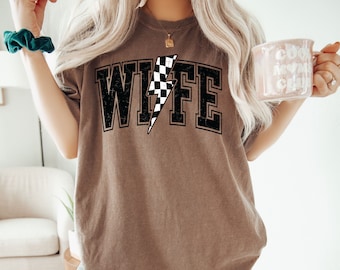 Checkered Wife Shirt: Comfort Colors® Bride Tee