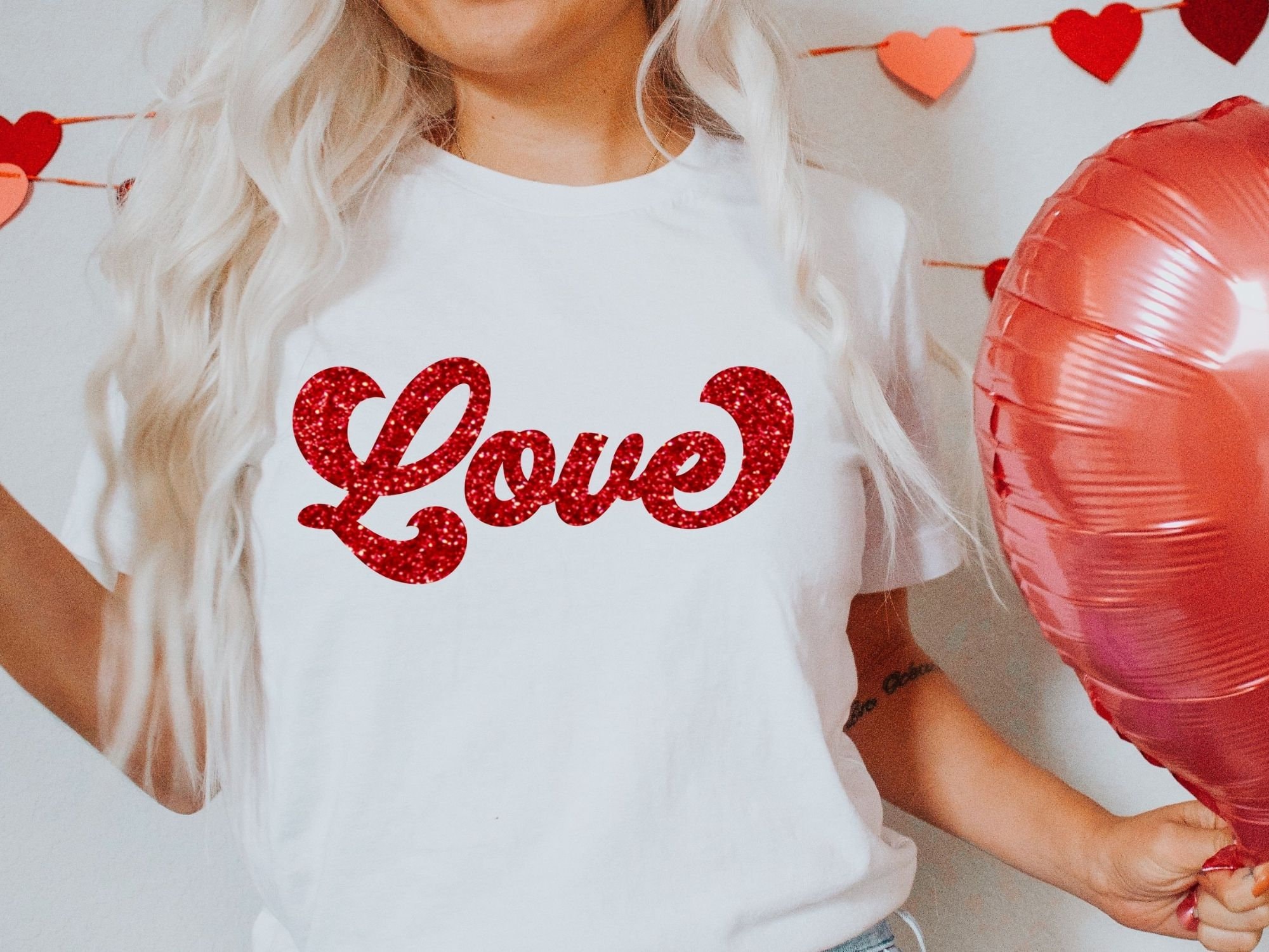 Valentines Day Shirt for Women Red Glitter Love Shirt Womens - Etsy