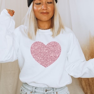 Valentines shirt - Rose Gold Glitter Heart Sweatshirt - Valentines Sweatshirt - Womens Valentines Heart Sweaters - Womens Heart Sweatshirts
