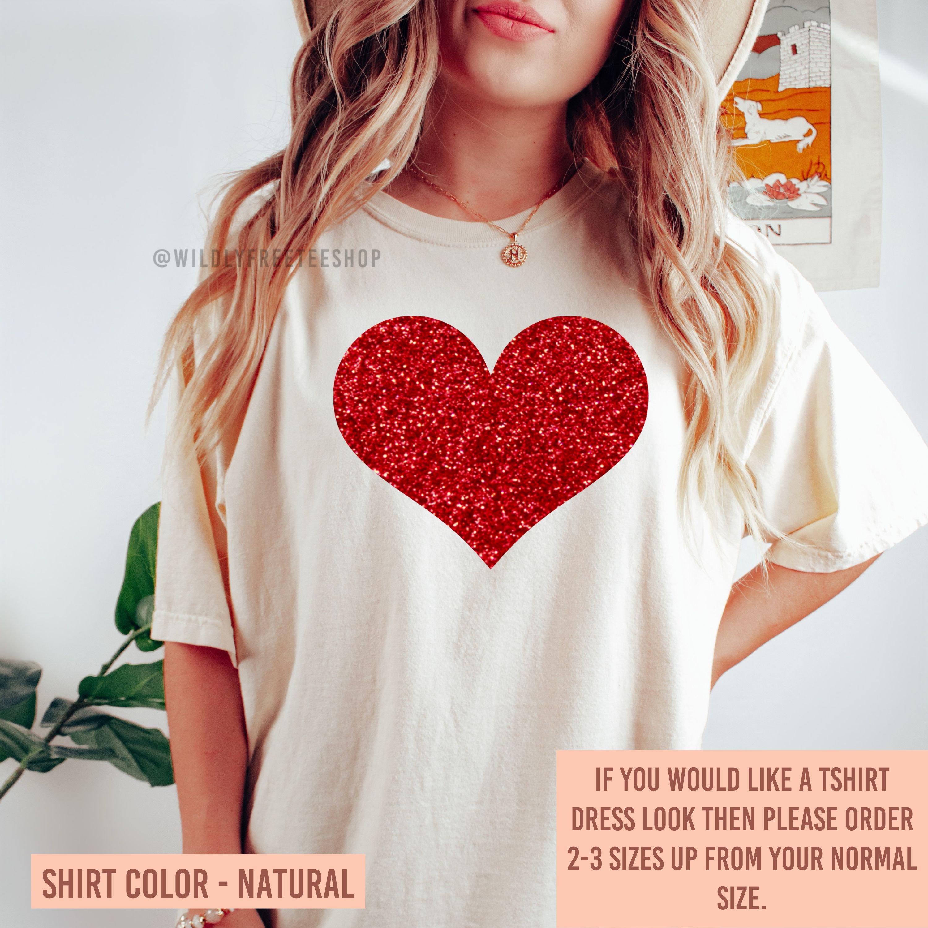 Red Glitter Heart T-shirt: Women