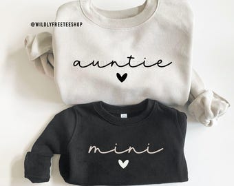 T-shirts assortis « Tante et Mini », Sweat-shirts « Tante et Moi », Pull « Tante », Sweat-shirt « Révélation Tante », T-shirts assortis « Tante », « Nièce et Neveu », Cadeau pour future tante