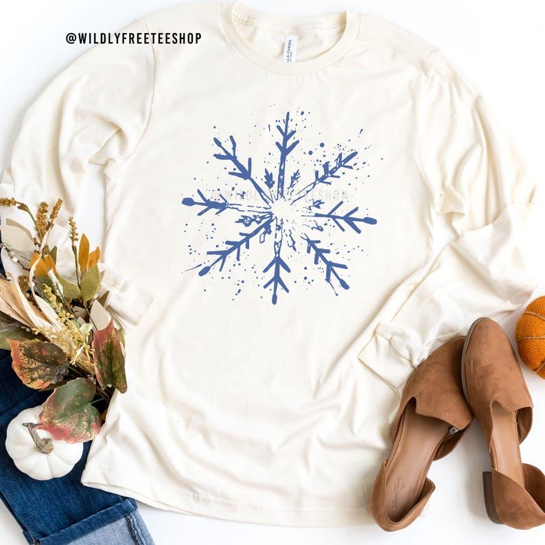 Snowflake Clothes Winter Style Holiday Snowflake Long Sleeve Shirt - Matching Family ...
