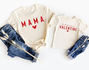 Mama & Mini Valentine's Day Matching Shirts - Mamas Valentine Shirt Kids Mommy and Me Valentines Outfit Mom Baby Family Tees, Mom Son Shirts
