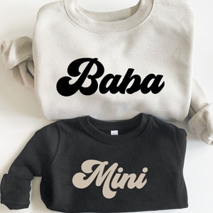 Baba- en minisweaters, retro Baba-sweater, shirts vader en zoon, beste vadercadeaus, coördinerende outfits vader en dochter, Eid-cadeaus mannen