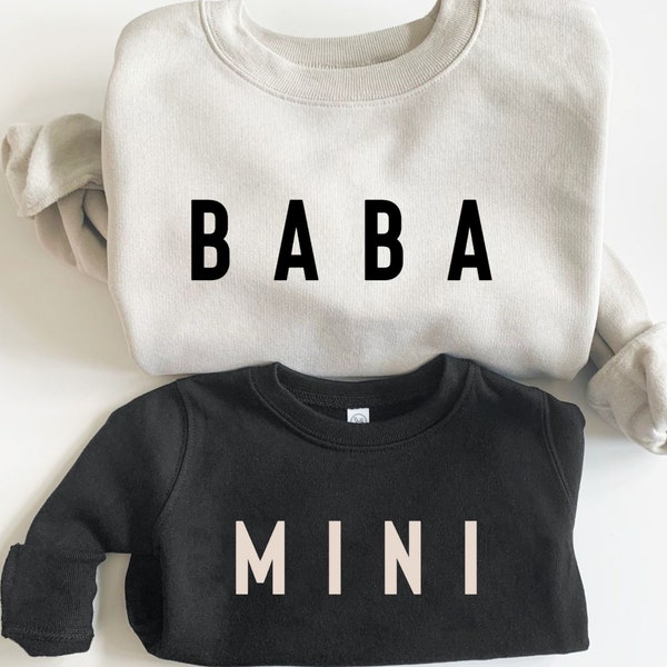 Baba and Mini Sweatshirts, Baba Sweatshirt, Dad and Son Shirts, Best Dad Gifts, Coordinating Dad and Daughter Sweaters, Fathers Day Gifts