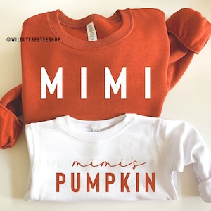 Sudadera de calabaza de Mimi y Mimis: conjunto de otoño a juego para abuela, bebé, niño pequeño y joven