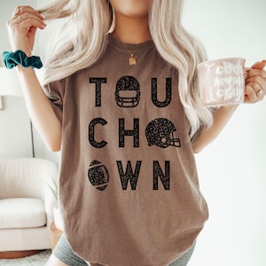 Comfort Colors® 100% Cotton Touchdown Football Season Fall T-Shirt for Moms: S-4XL Multiple Colors