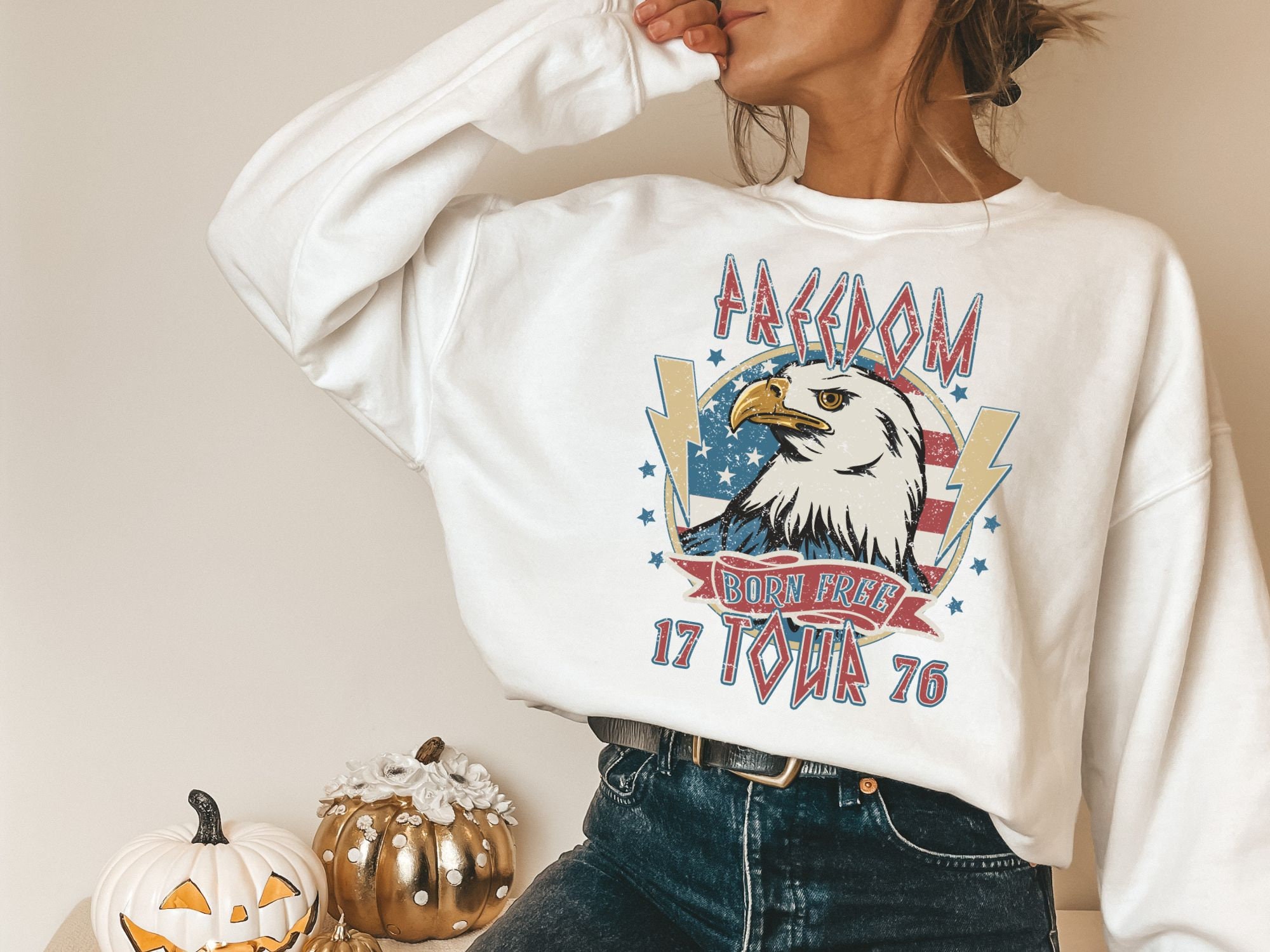 Vintage Style Eagle America Sweatshirt, July 4th Sweatshirt