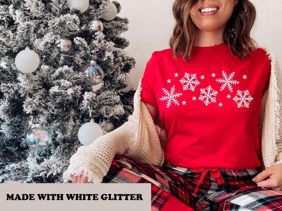Buy Snowflake Shirt White Glitter Shirt Christmas Online in India - Etsy