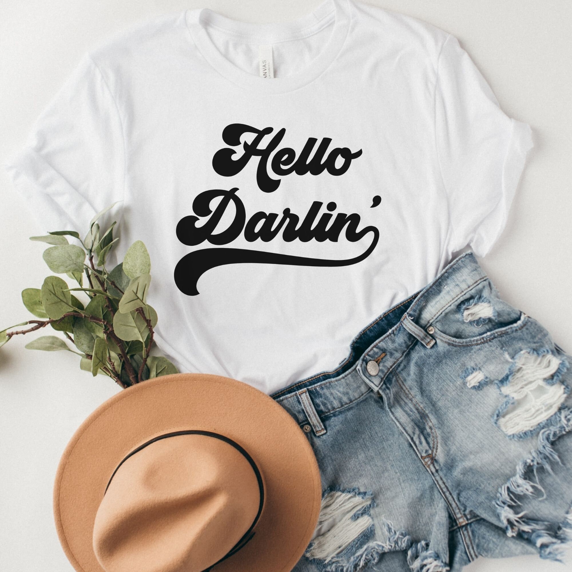 Hallo Darlin Shirt Womens Darling Tshirt Retro Hello Darlin Etsy