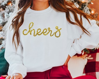 Cheers Sweatshirt Silver Glitter Cheers Sweatshirt New Years