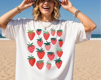 Strawberry Graphic Tee, Summer Fruit Farmers Market Shirt, Comfort Colors® Tee