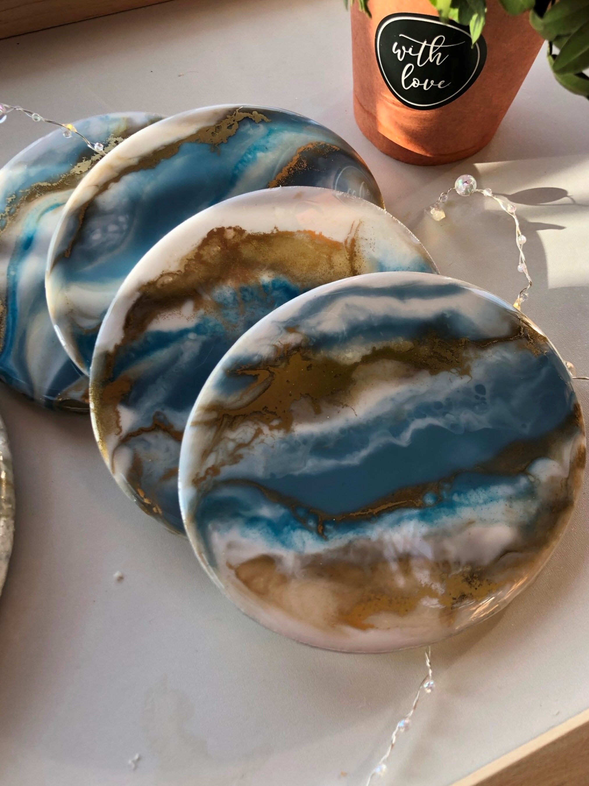 Set of Coasters Resin Epoxy Coasters Geode Coaster Gift Set Etsy