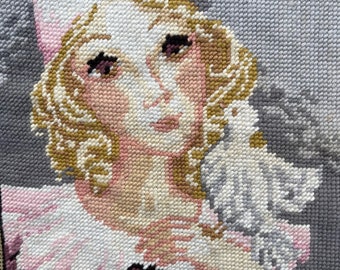 Retrato vintage francés de punto de aguja de Columbine - Royal de Paris (10b(