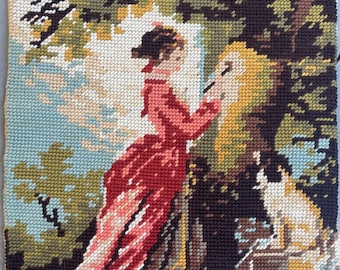 French Vintage Tapestry: 18th-Century Princess with Dog,  After Fragonard  #49C