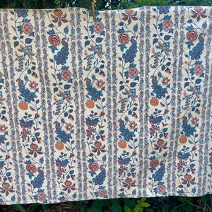 Stunning Large toile de jouy blue/yellow, vintage piece of fabric.( 58)