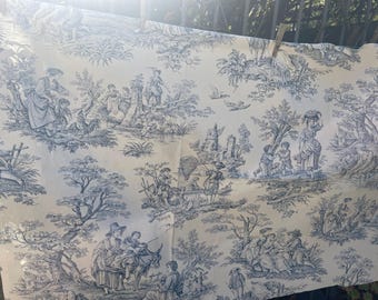 Large toile de jouy blue.  piece of fabric. (77)