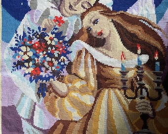 Bordado francés antiguo: Payaso Pierrot romántico (10)