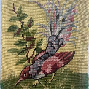 Vintage Bird Tapestry: Hand-Stitched Royal de Paris Wall Decor