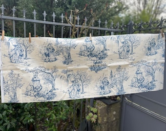 French toile de Jouy fabric blue on ivory  (53)