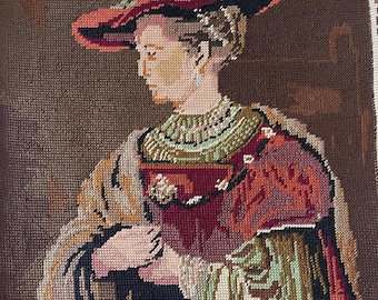 Tapiz francés antiguo bordado a mano con retrato de Rembrandt, decoración del Viejo Mundo (72f)
