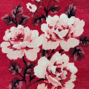 english wool tapestry. hand made. large format. pale  pink  roses (3c)