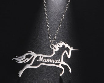 Lovely Unicorn Animal Personalized Custom Name Necklace, Unique Jewelry, Christmas Gift, Birthday Gift, Mother’s Day Gift, Gift for Wife
