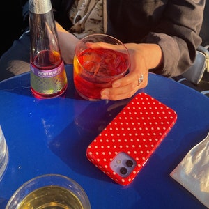 Red Polka Dot Print | Vintage Fabric iPhone 12/12 Pro, 13 Pro, 14 Pro, 14 Pro Max Case | ROLLO ROLLO