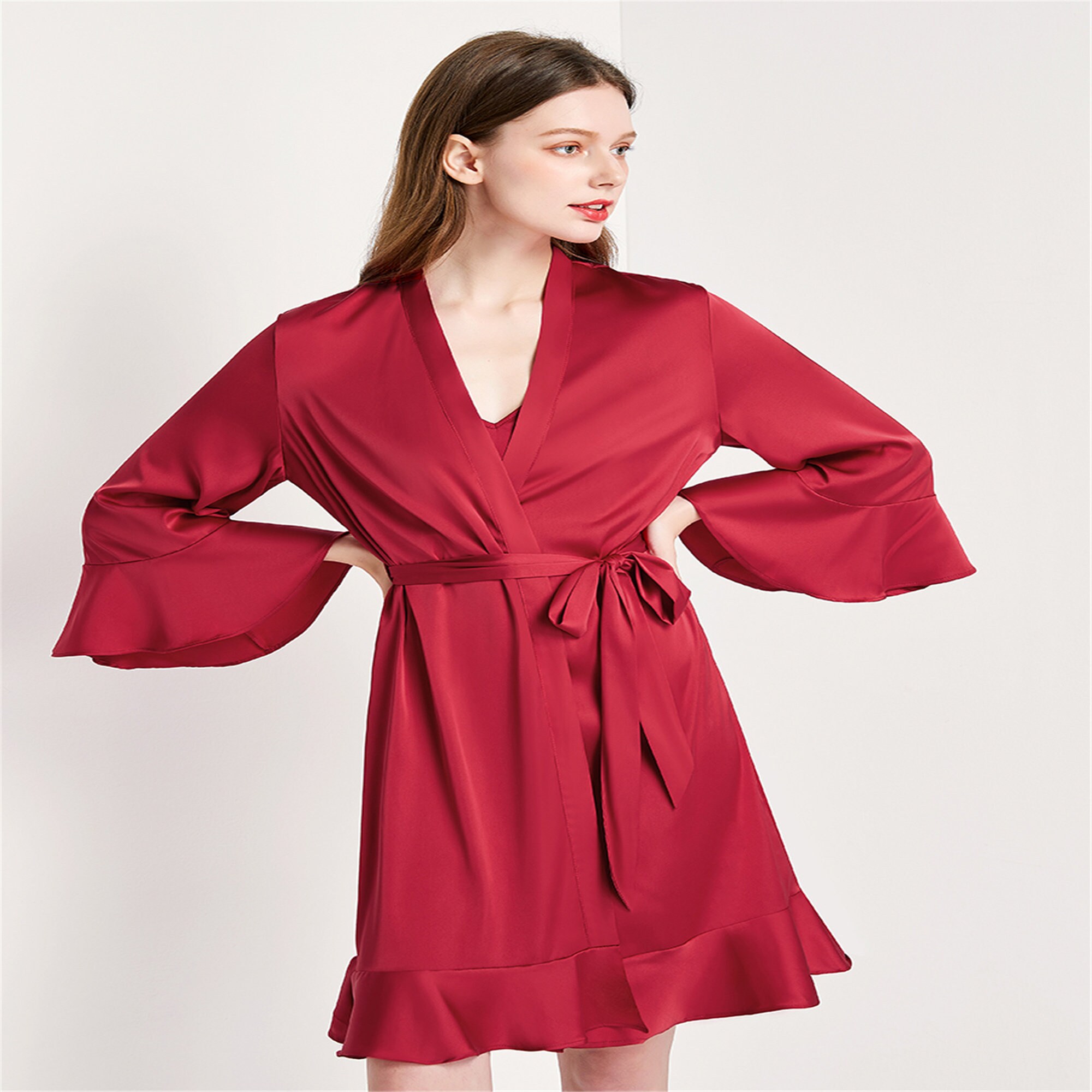 Long silk bathrobe bridal wedding dressing gown bridesmaid Etsy