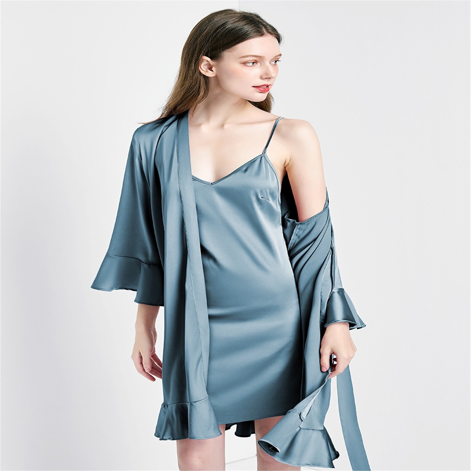 Long silk bathrobe bridal wedding dressing gown bridesmaid Etsy