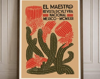 Vintage El Maestro Poster Print Music Room Wall Art Mexican Modernist Home Decor Artwork