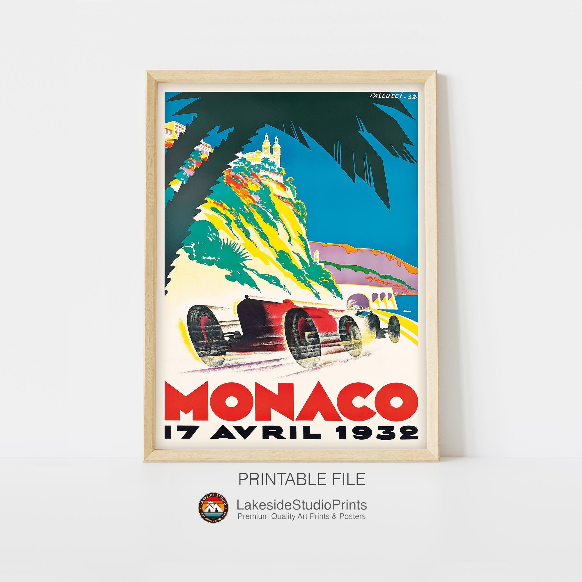 Monaco 1932 Car Race Poster: Vintage Travel Art (digital Download